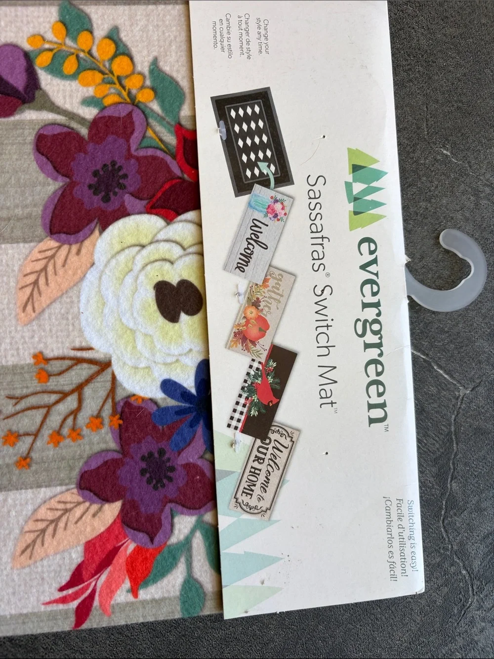 Evergreen Floral 'Welcome' Sassafras Door Mat Insert in Cream and Multicolor